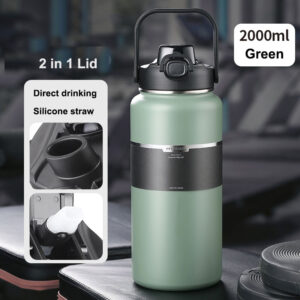 2 Litre (64oz) Stainless Steel Insulated Water Bottle – BPA-Free Thermos for Gym, Sports & Travel